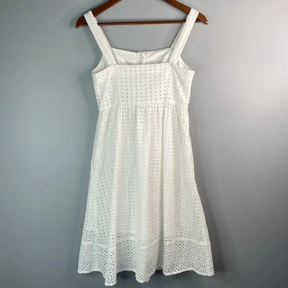 J. CREW Eyelet Midi Dress White Button-Front Cotton Lined Coquette Preppy 0P - Picture 6 of 12